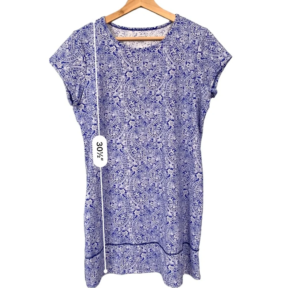 Lands End Swim Dress Paisley Beach Blue UV Protection Women’s Size Medium Petite - Picture 11 of 13